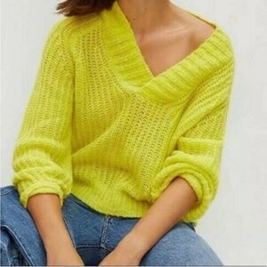 Anthropologie Honore Ribbed Sweater In Yellow Wool‎ blend